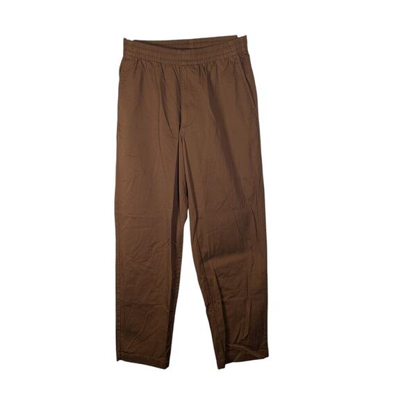 UNIQLO Men's Small Dark Camel Khaki Chino Relaxed Ankle Elastic Drawstring Pants - Picture 1 of 8